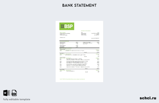 цифровая загрузка шаблона слова банковской выписки BSP Соломоновых Островов